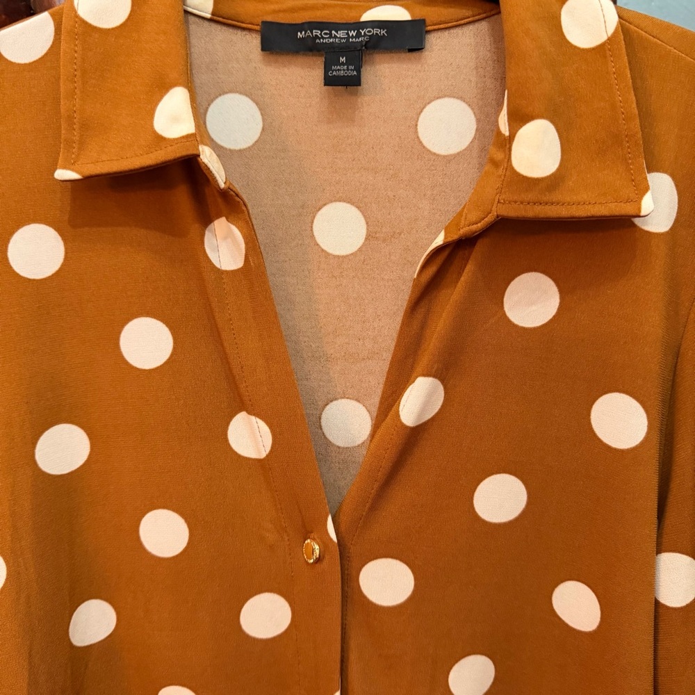 Polka Dot Button-Up Blouse | M - Picture 2 of 3